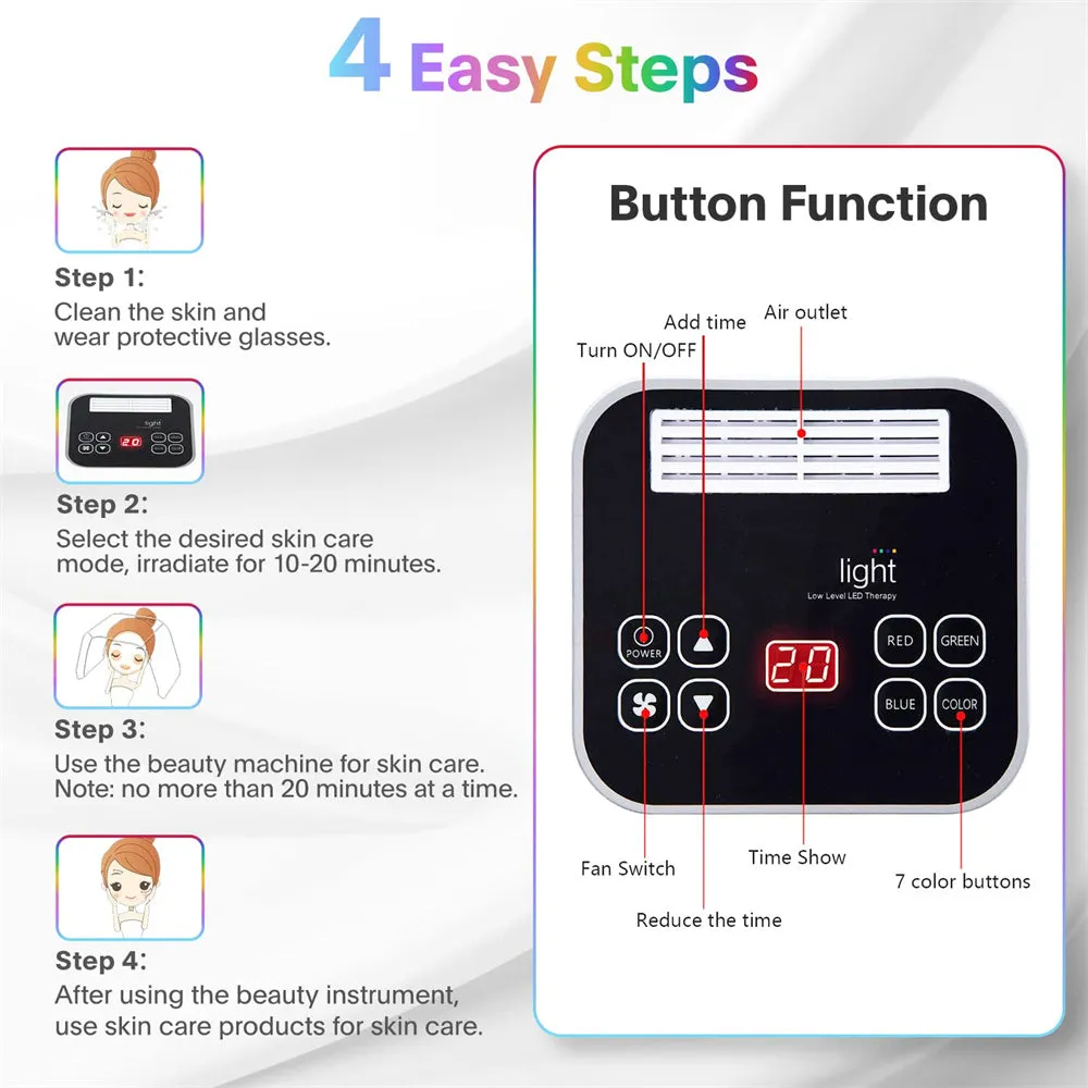 7 in 1 Color LED Face Mask Light Therapy Skin Rejuvenation Light Facial Body Beauty Machine for Skin Care