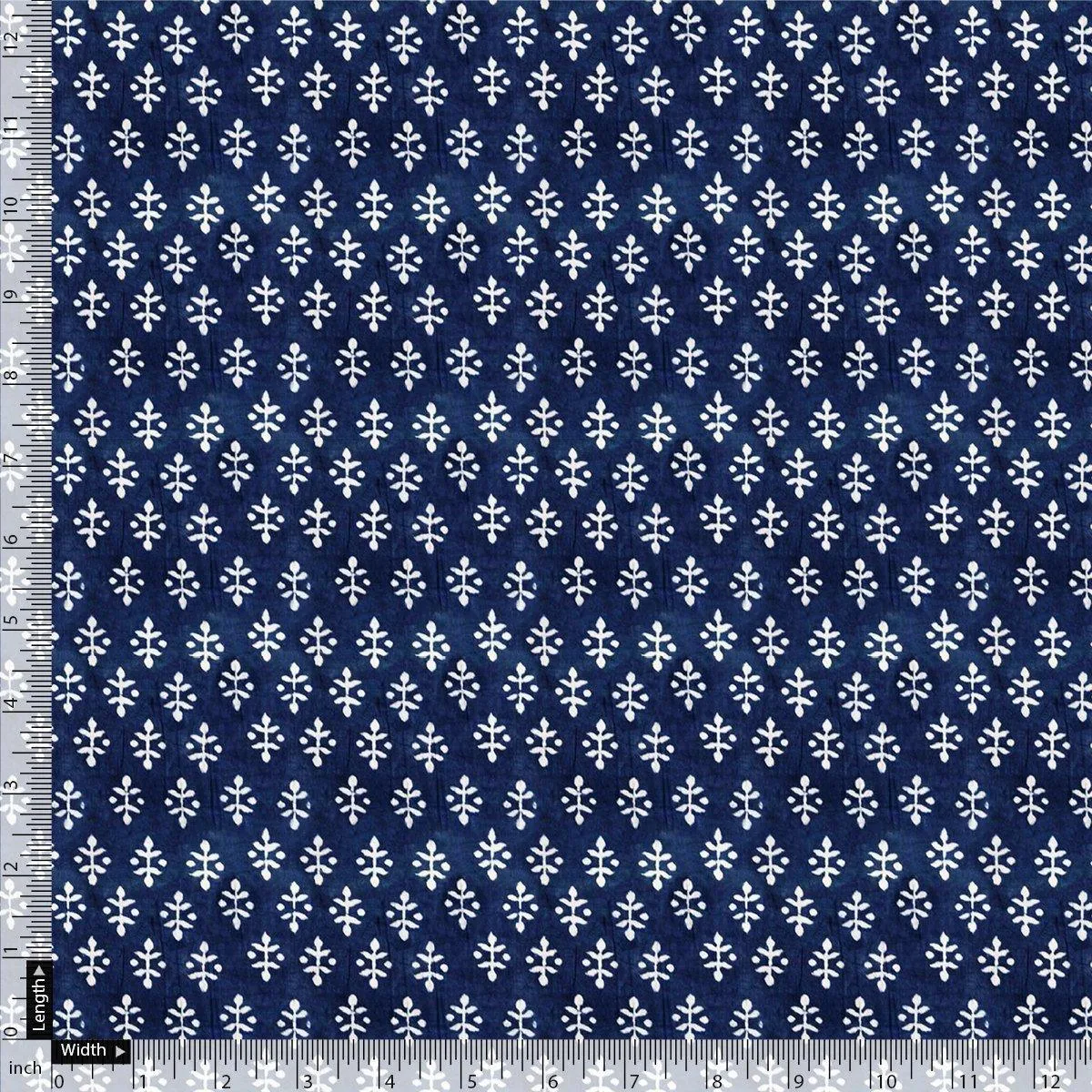 Beautiful Tiny Blue Plants Digital Printed Fabric - Weightless