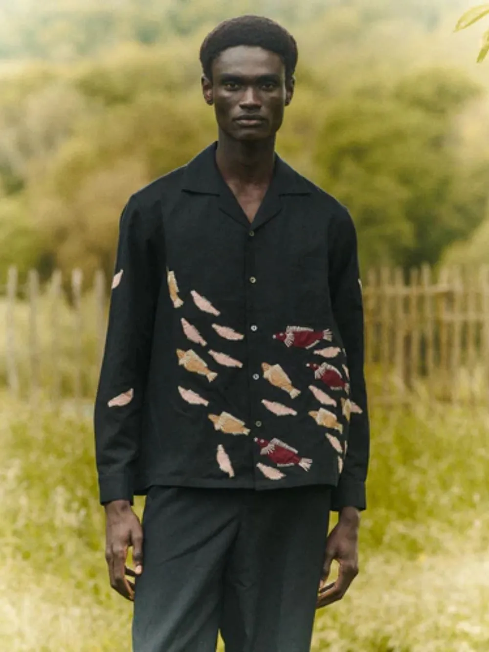 Black Embroidered Marine Shirt