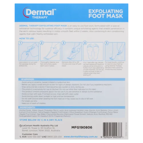 Dermal Therapy Exfoliating Foot Mask 1 Pair