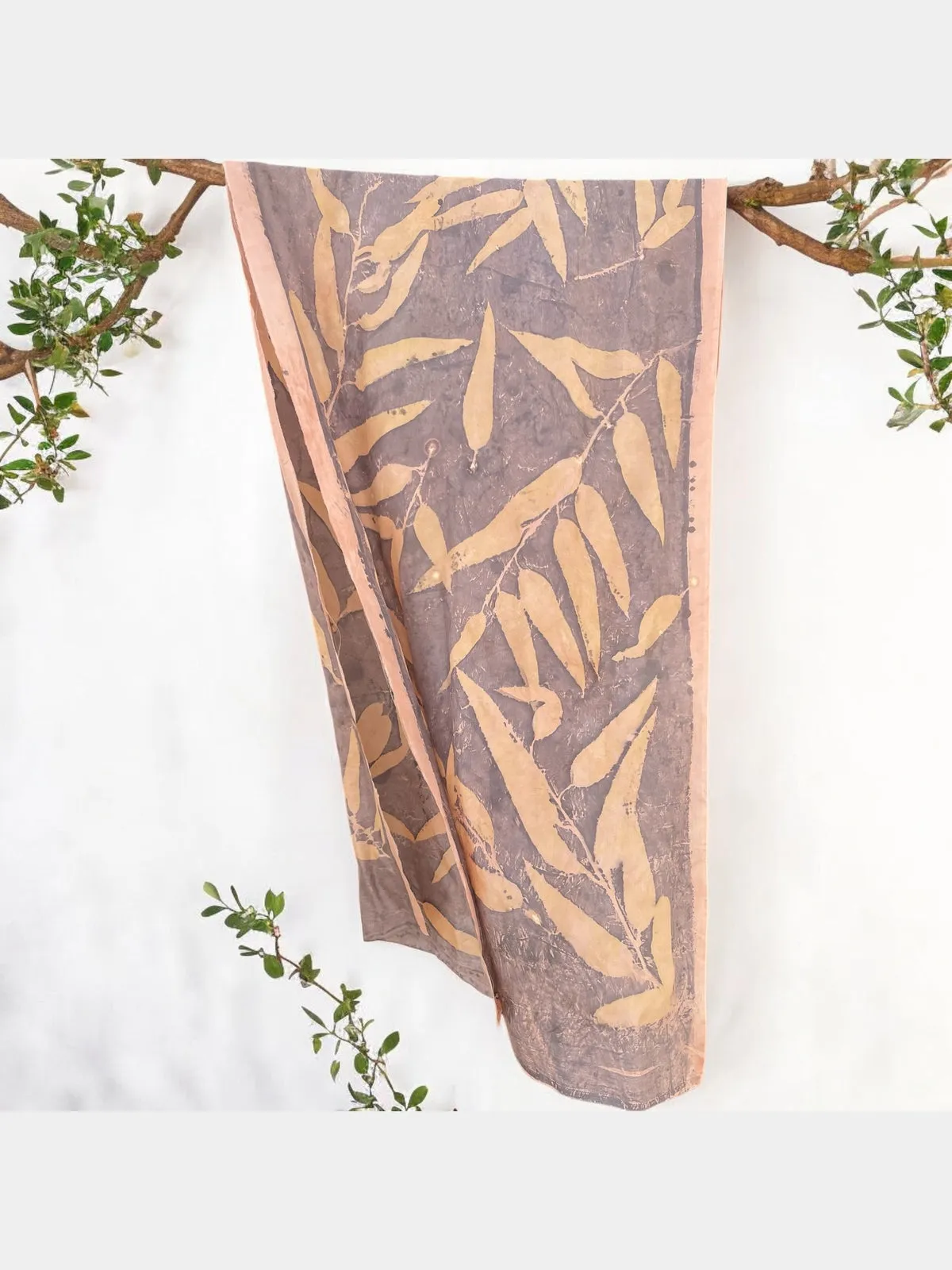 Earthy Hues: Eco-printed Silk Stole