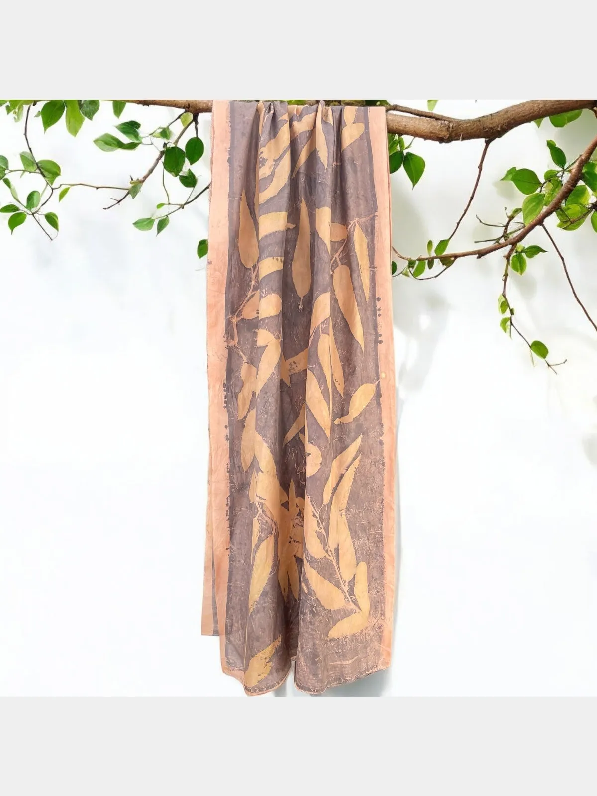 Earthy Hues: Eco-printed Silk Stole