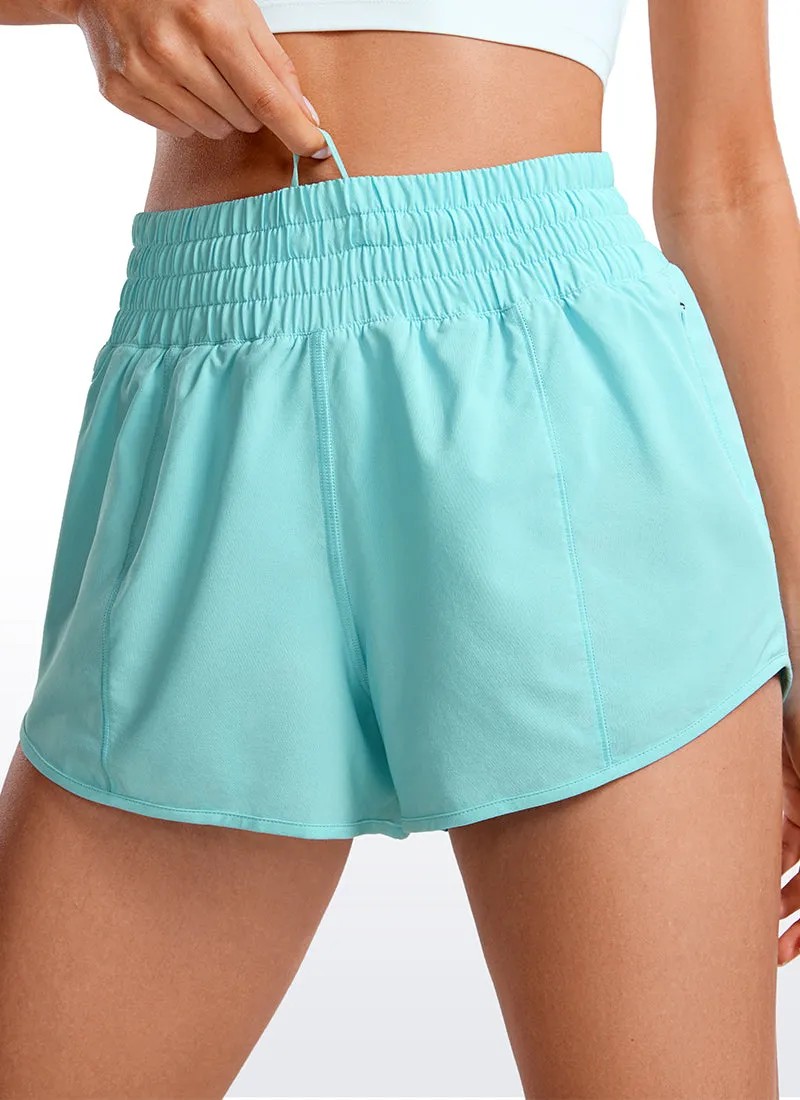 Feathery-Fit Soft High Rise Mesh Liner Shorts with Zip Pocket  2.5''