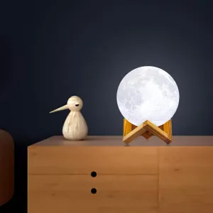 Heart Home 3D Moon Lamp | 7 Color Changing Moon Lamp | Chargeable Night Lamp for Kids Room | Home Decoration Lamp for Bedroom | Hall | 15 cm | White