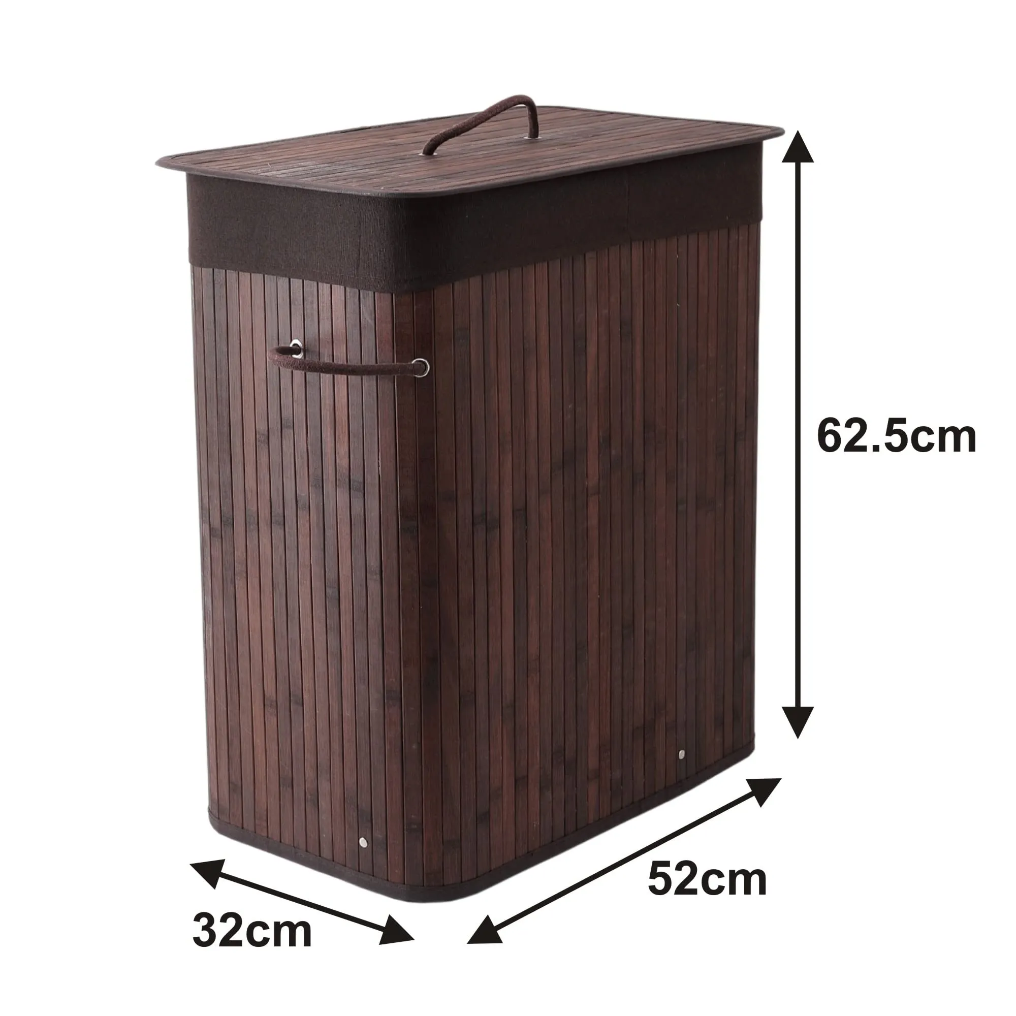 Kuber Industries Laundry Basket | Bamboo Laundry Basket With Lid | Cloth Hamper Basket for Bathroom | Laundry Basket for Toys | Storage Basket | Pack of 2 | Dark Brown