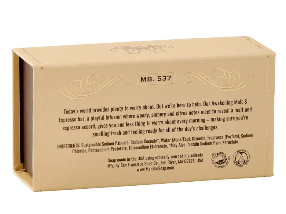 Man Bar Malt & Espresso Hydrating Soap Bar - 10oz, Energizing Fragrance for a Confident Start