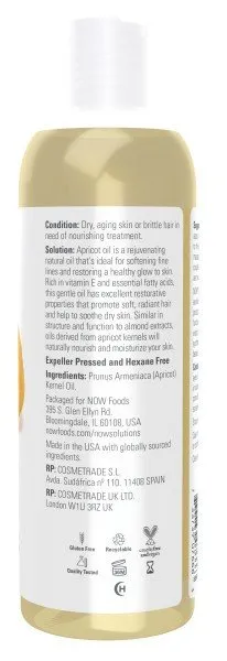 Now Foods Solutions Apricot Kernel Oil 16 oz Liquid