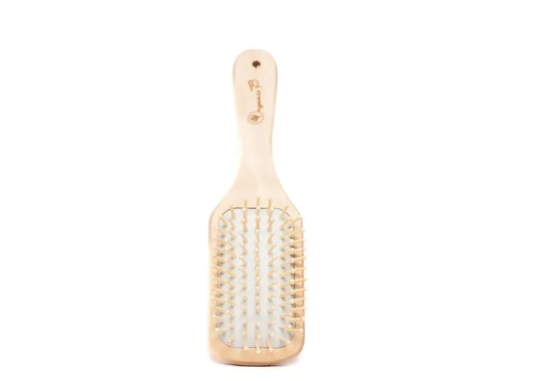 "Detangling &  Anti-frizz Eco-Dual Bamboo-Teak Light Paddle hairbrush | Square, Small "