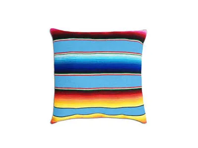 Saltillo Serape Square Home Pillow- Light Blue