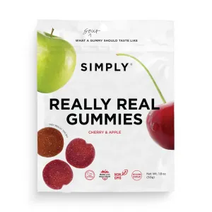 SIMPLY GUM - REALLY REAL SOUR APPLE AND CHERRY GUMMIES 1.8OZ