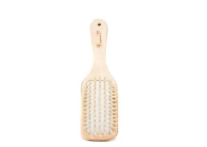 Square Paddle Bamboo-Teak Hairbrush - Detangling & Anti-frizz - Small