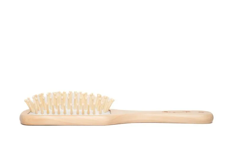 Square Paddle Bamboo-Teak Hairbrush - Detangling & Anti-frizz - Small