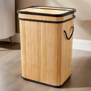 The Better Home Bamboo Basket for Storage(40*30*60cm) Laundry Basket for Clothes With Lid | Home Organizer Items and Storage | Eco Friendly | Compact and Easy to carry | Home Storage Organizer | Brown