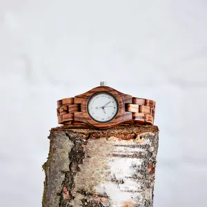 The Pine Watch – Handmade Eco-Friendly Wooden Watch with Zebrawood Frame & Bright Dial