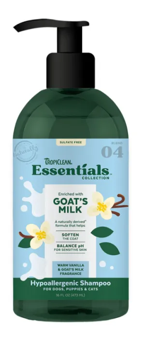 Tropiclean Essentials Goat's Milk Shampoo for Dogs, Puppies & Cats 16 oz